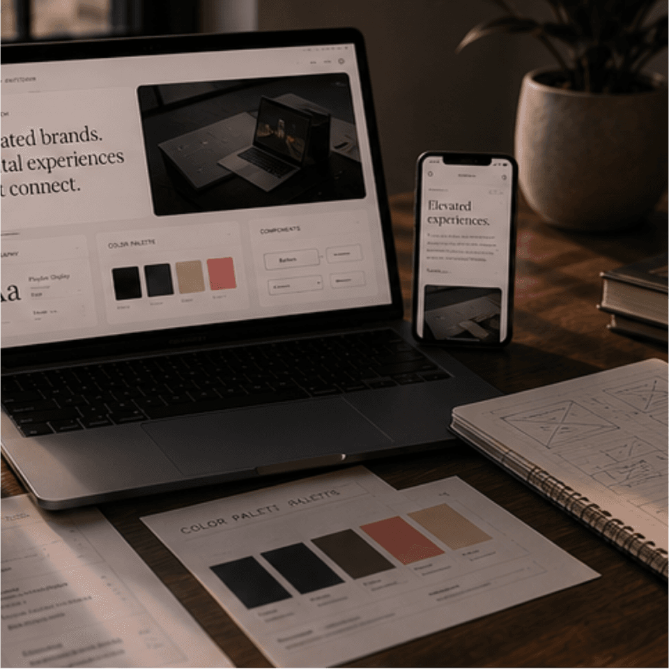 Customer-facing digital experience displayed across screens