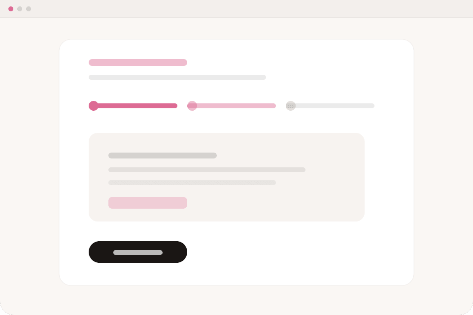 Activation onboarding wizard with progress steps and call to action
