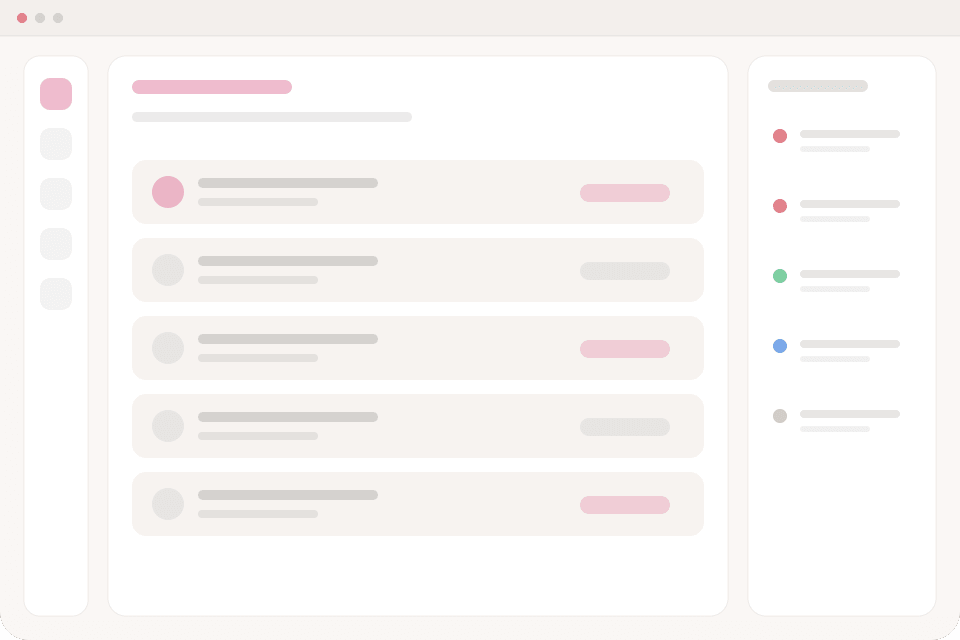 Client portal interface with account rows and status chips