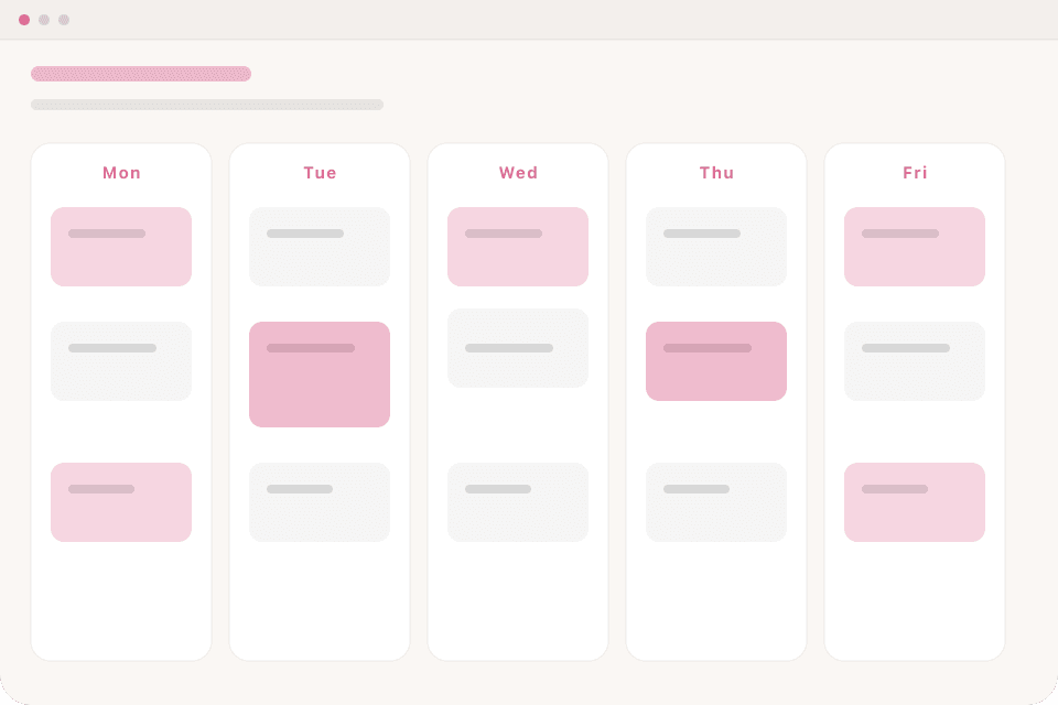 Education program weekly schedule with session blocks