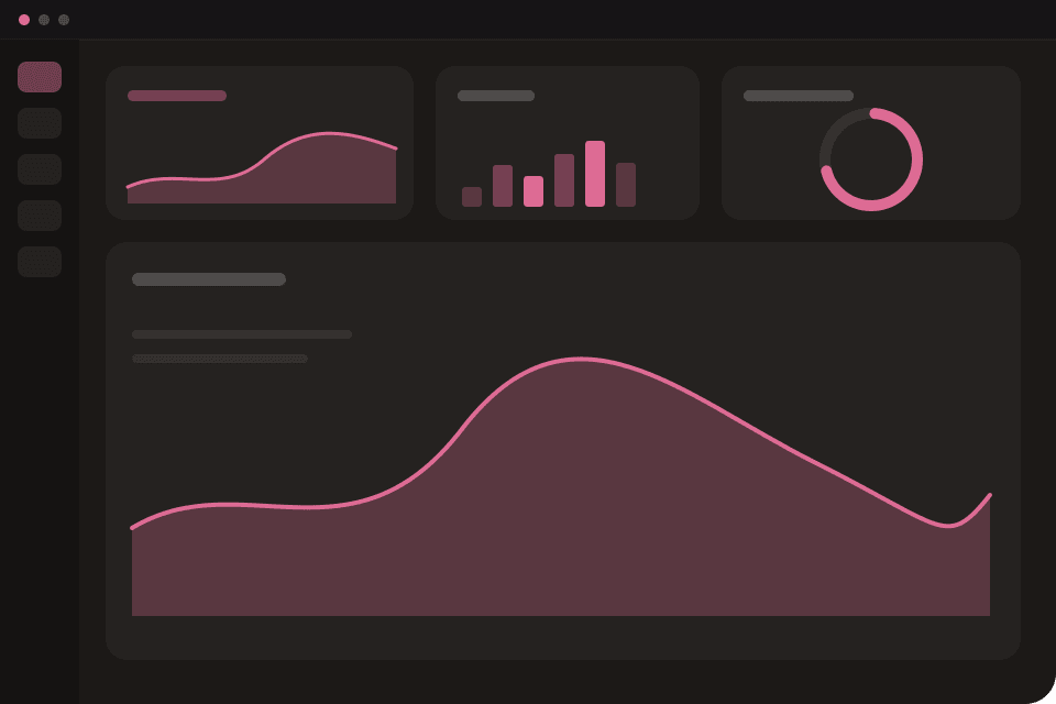 Product platform dashboard with analytics panels and peach accents